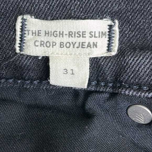 Madewell The High-Rise Slim Crop Boyjean raw hems washed black jeans - Picture 9 of 15